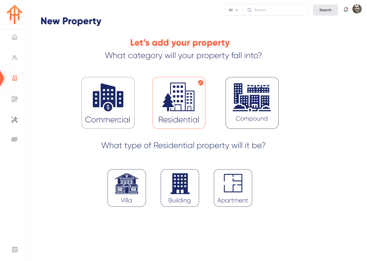 ExoProperty new property setup — commercial, residential, or compound, added in minutes